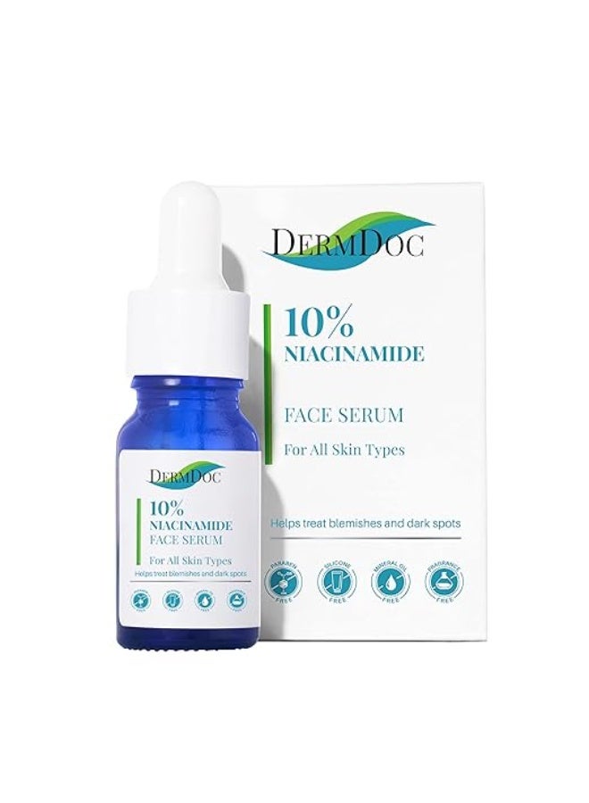 DermDoc 10% Niacinamide Face Serum, 15 ml | Improves Skin Barrier Function & Skin Radiance, Helps Reduce Blemishes & Dark Spots | For All Skin Types | No Parabens, Silicones, Mineral Oil & Sulphates - Image 1